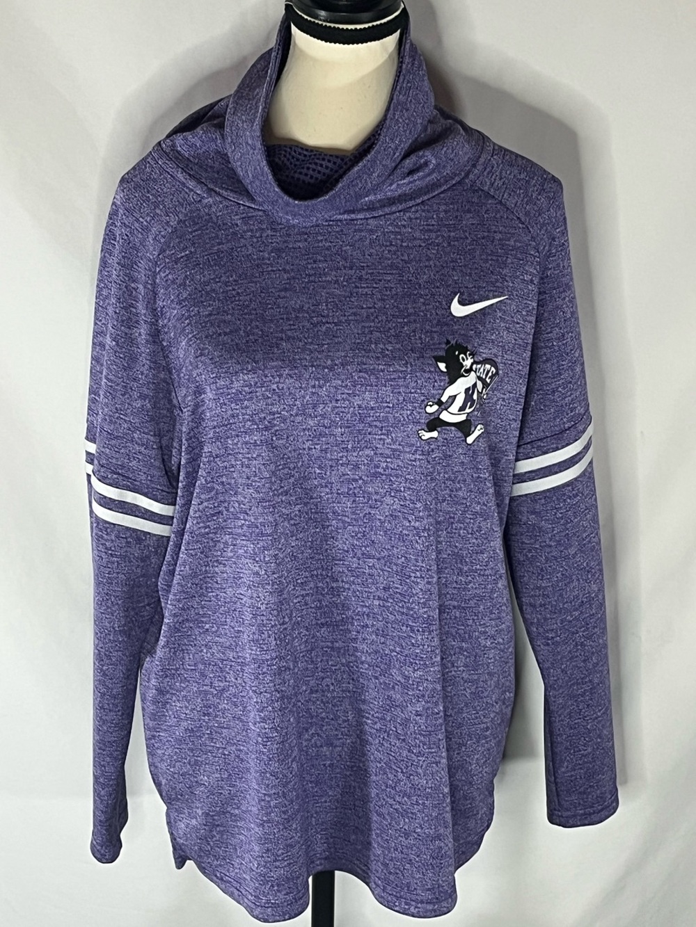Nike Kansas State Wildcats Cowl Neck Long Sleeve Womens Pullover Sweatshirt L